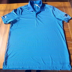Adidas Men's Blue Striped Golf Polo Shirt San Juan Golf & Tennis Club Logo XL